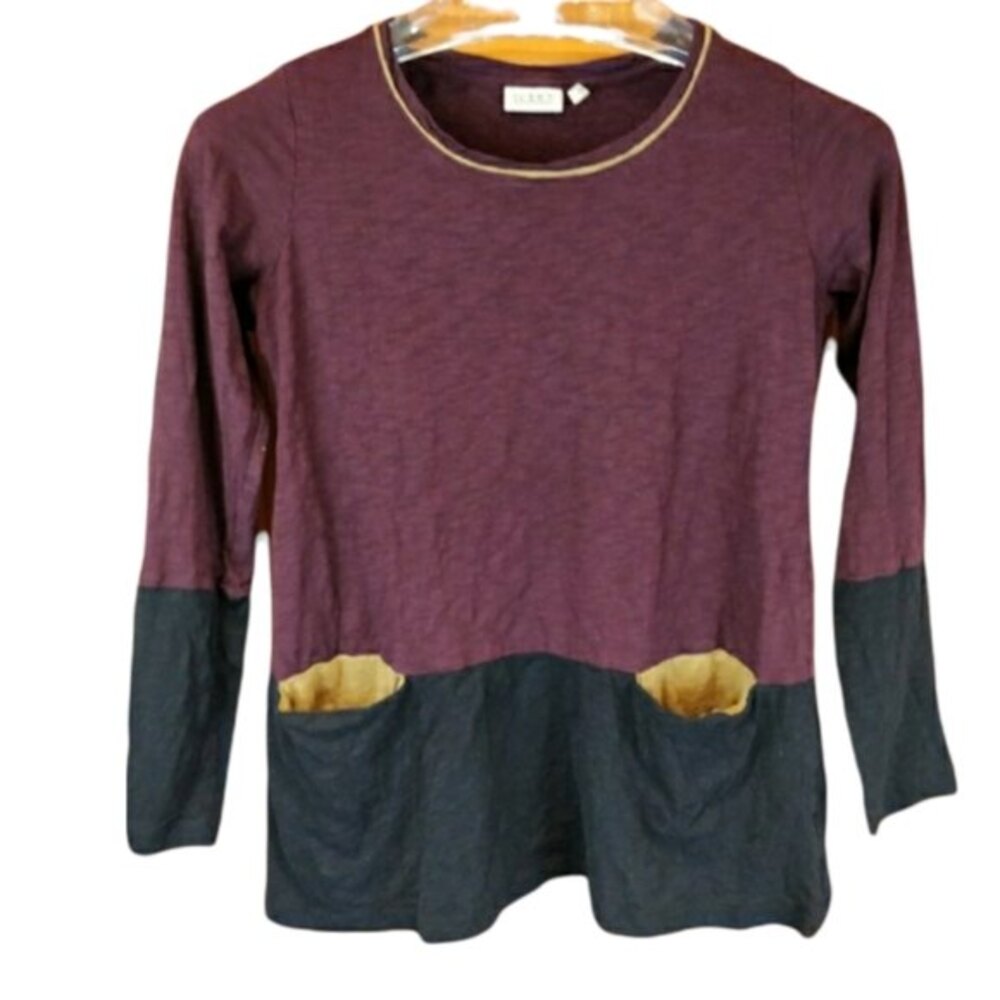 LOGO Lori Goldstein Color Block Slouchy Pocket Top Small
